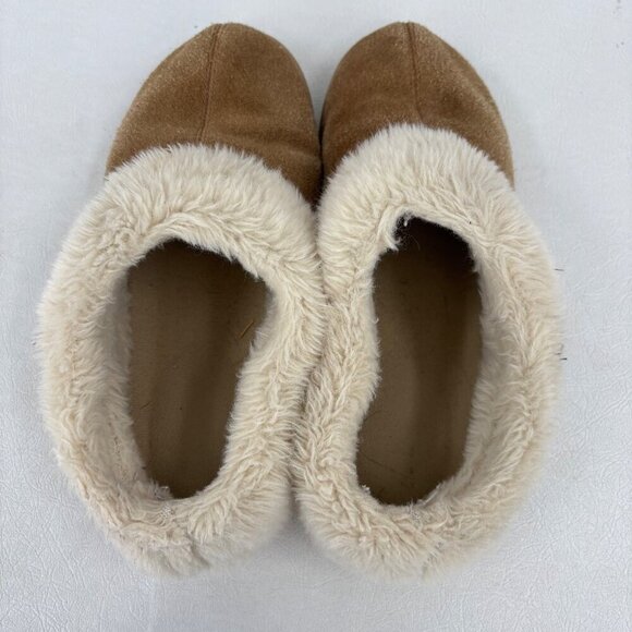 Clarks Harmoni Suede Slippers Womens 6 Brown Leather Faux Fur - Picture 6 of 9